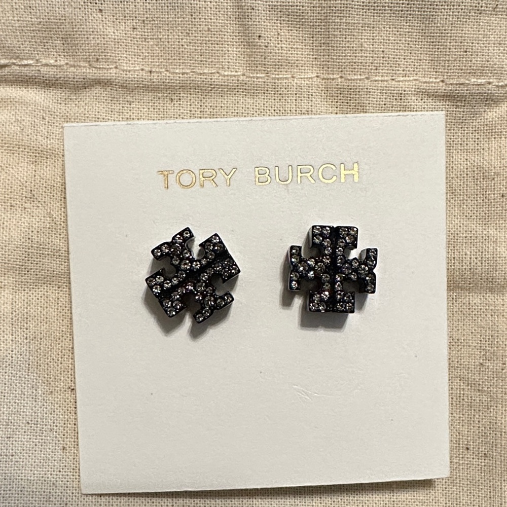 Tory Burch Black and Silver Stud Earrings - Picture 3 of 10